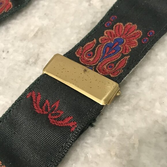 Cole Haan Suspenders Mens One Size Green Paisley Y-Back Leather Button Braces - Picture 5 of 6